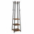 Metal Framed Ladder Style Coat Rack with Three Wooden Shelves, Brown and Black