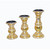 DunaWest Wooden Candleholder with Turned Pedestal Base, Set of 3, Distressed Gold