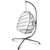 Swing Egg Chair with Stand Indoor Outdoor Wicker Rattan Patio Basket Hanging Chair with C Type bracket , with cushion and pillow Banned from selling on Amazon.(Black New arrivals within 10 days)