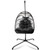 Swing Egg Chair with Stand Indoor Outdoor Wicker Rattan Patio Basket Hanging Chair with C Type bracket , with cushion and pillow Banned from selling on Amazon.(Black New arrivals within 10 days)