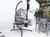 Swing Egg Chair with Stand Indoor Outdoor Wicker Rattan Patio Basket Hanging Chair with C Type bracket , with cushion and pillow Banned from selling on Amazon.(Black New arrivals within 10 days)
