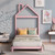 Twin Size Wood Platform Bed with House-shaped Headboard