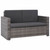 2 Piece Garden Lounge Set with Cushions Poly Rattan Gray