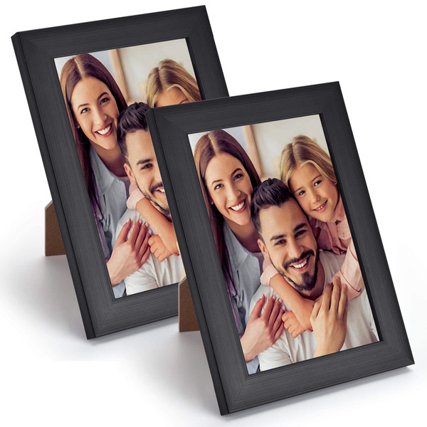 4x6 black wood frame photo frame set of 2 with plexiglass plate