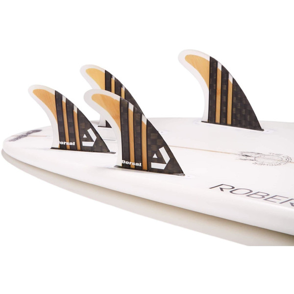 DORSAL Surfboard Fins Carbon Bamboo Quad Set (4) Honeycomb FUT Base