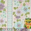 1960s Vintage Wallpaper Aqua and Purple Flowers with Check