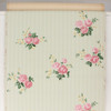 1940s Vintage Wallpaper Pink Rose Bouquets on Green