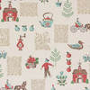 1940s Vintage Wallpaper Red Aqua Folk Art