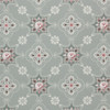 1940s Vintage Wallpaper Pink Rose Geometric on Green