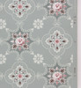 1940s Vintage Wallpaper Pink Rose Geometric on Green