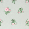 1950s Vintage Wallpaper Pink Roses on Green Nancy Warren