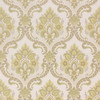 1970s Vintage Wallpaper Retro Green and Gold Damask Vinyl