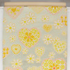 1970s Vintage Wallpaper Retro Yellow Hearts and Flowers