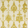 1970s Vintage Wallpaper Golden Yellow Flock Victorian Design