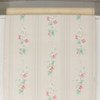 1940s Vintage Wallpaper Pink and White Floral on White Stripe