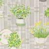 1970s Vintage Wallpaper Yellow Flowers on Gray