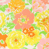 1970s Retro Vintage Wallpaper Pink Yellow Green Flowers