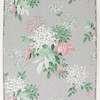 1950s Vintage Wallpaper Pink and Blue Flowers on Gray