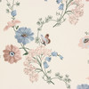 1950s Vintage Wallpaper Thomas Strahan Pink Blue Flowers Butterflies