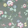 1940s Vintage Wallpaper Pink Yellow Flowers on Green