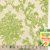 1970s Vintage Wallpaper Retro Green Flock on Gold