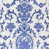 1970s Vintage Wallpaper Retro Blue Flock on White