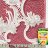 1940s Vintage Wallpaper White Roses on Red 