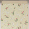 1950s Vintage Wallpaper Pink White Flowers on Yellow