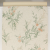 1960s Vintage Wallpaper Orange Flowers Green Stems