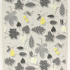 1950s Vintage Wallpaper Gray Leaves Yellow Fruit