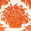 1970s Vintage Wallpaper Orange Flock Baskets