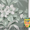 1940s Vintage Wallpaper White Tropical Flowers on Green
