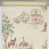 1960s Vintage Wallpaper Western Town Cowboys