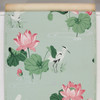 1940s Vintage Wallpaper Cranes Pink Lilies on Green