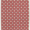 1950s Vintage Wallpaper Blue White Geometric on Red