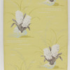 1940s Vintage Wallpaper White Flowers Seashells on Yellow