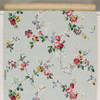 1940s Vintage Wallpaper Pink Yellow Flowers on Light Blue