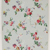 1940s Vintage Wallpaper Pink Yellow Flowers on Light Blue