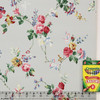 1940s Vintage Wallpaper Pink Yellow Flowers on Light Blue