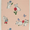 1940s Vintage Wallpaper Kittens & Flowers on Pink