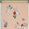 1940s Vintage Wallpaper Kittens & Flowers on Pink