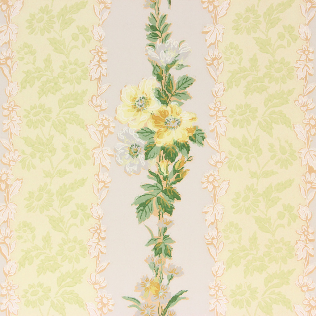 1930s Vintage Wallpaper Yellow Flowers
