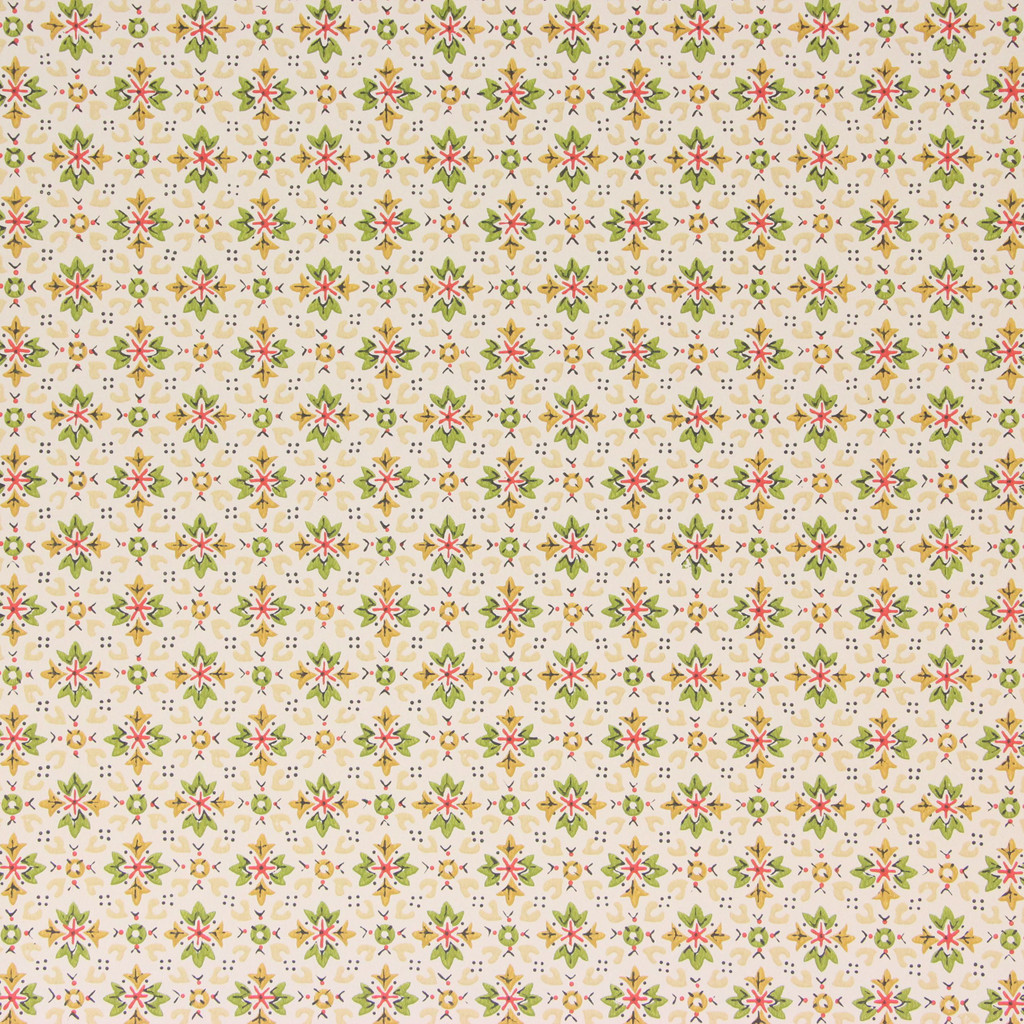 1950s Vintage Wallpaper Green Red Gold Geometric