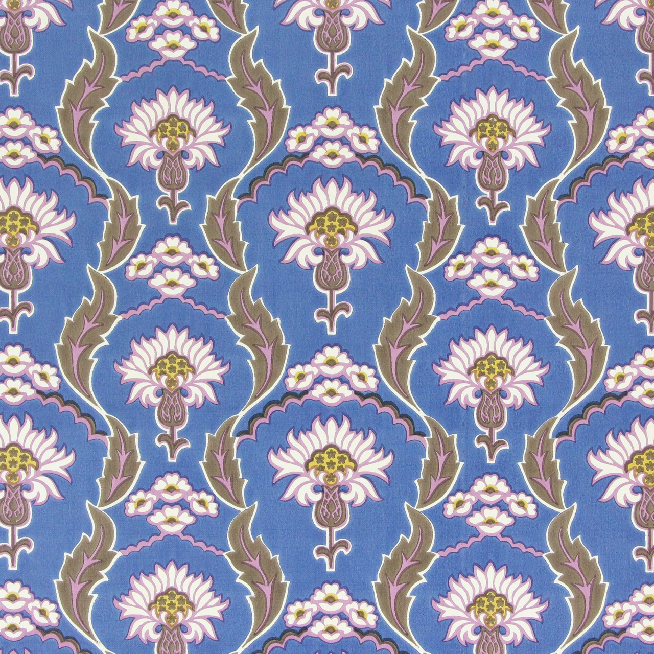 1970s Retro Vintage Wallpaper Blue Flowers - Rosie's Vintage Wallpaper