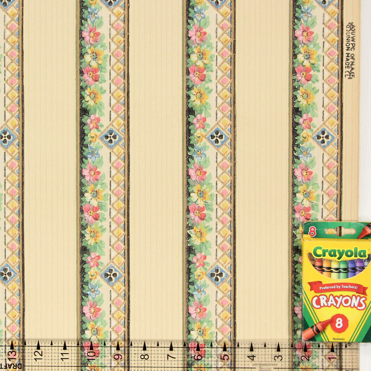 1930s Vintage Wallpaper Border Pink Yellow Floral Rosie's Vintage