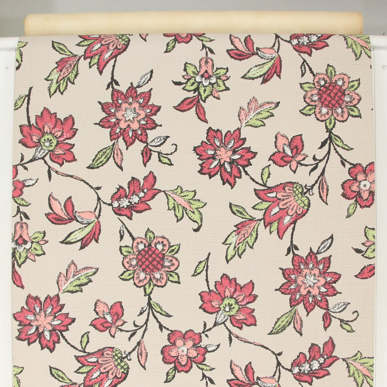 1970s Vintage Wallpaper Pink and Green Flowers - Rosie's Vintage Wallpaper