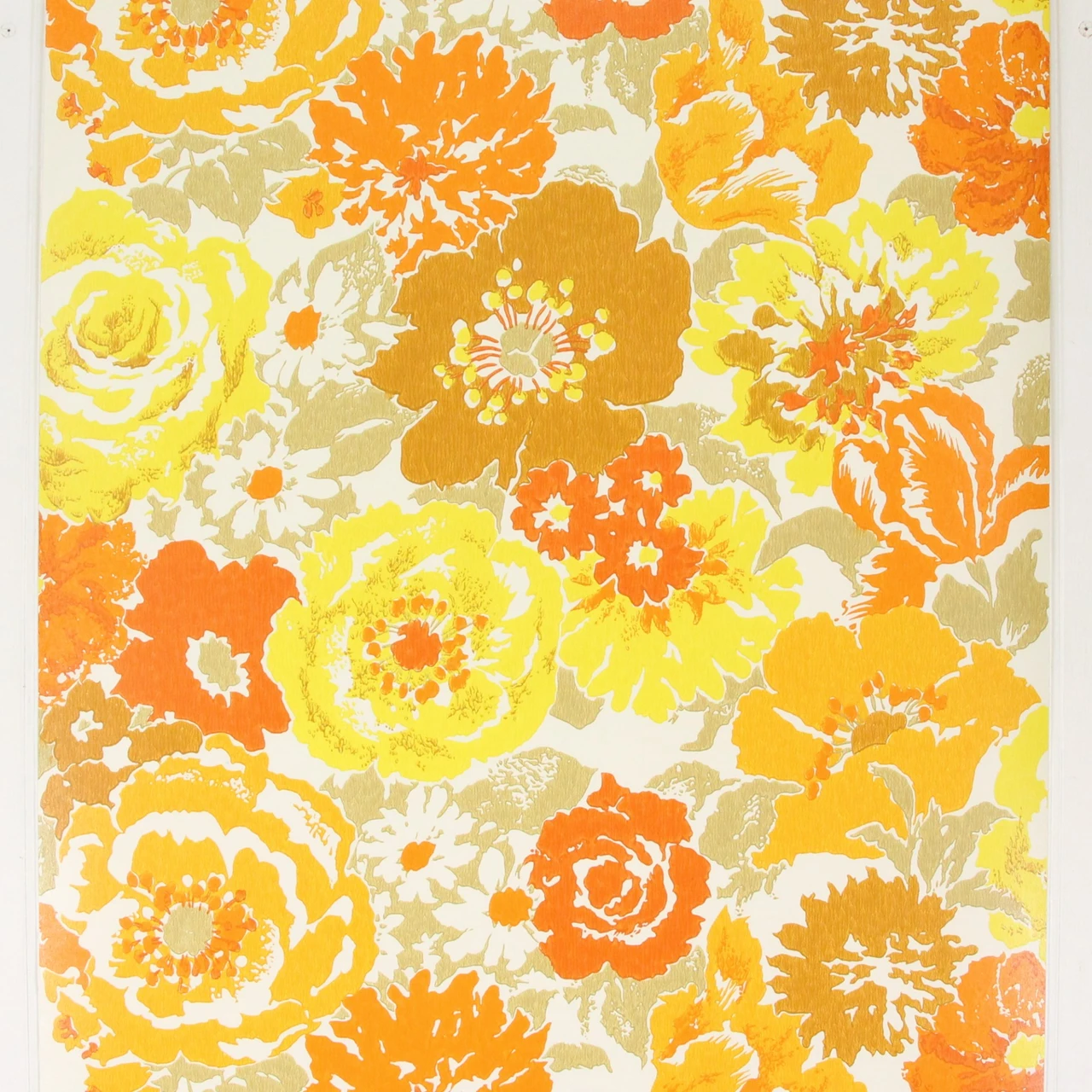 1970s Vintage Wallpaper Retro Brown Orange and Yellow Flowers - Rosie's ...