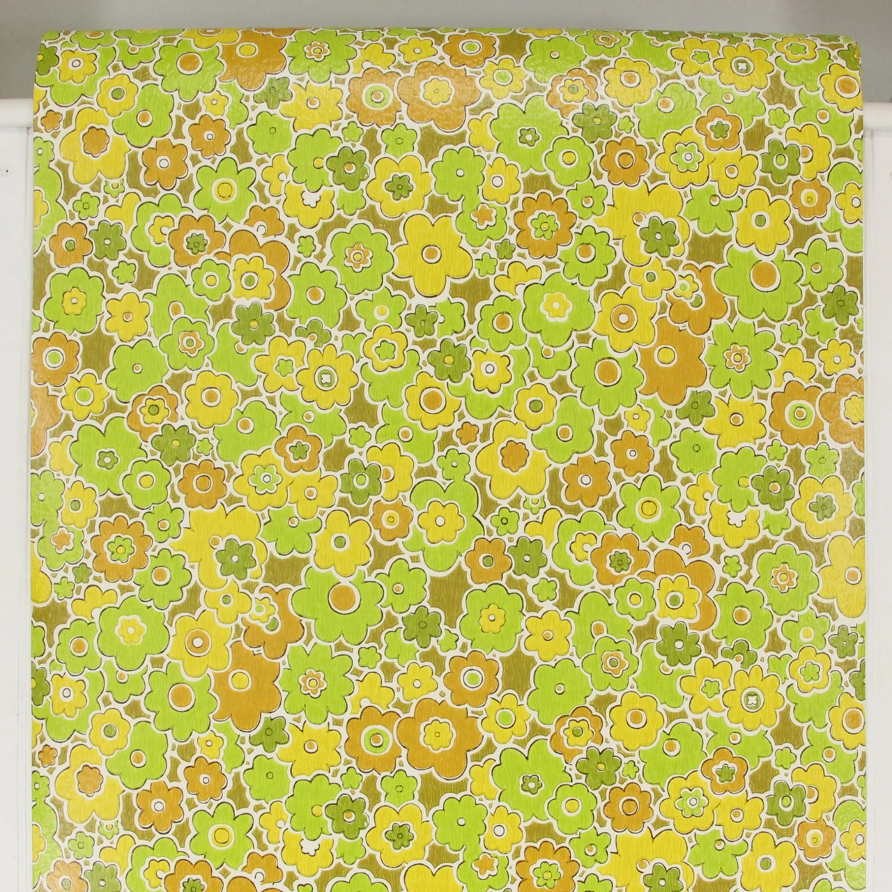 1970s Retro Vintage Wallpaper Brown Yellow Green Flowers - Rosie's ...