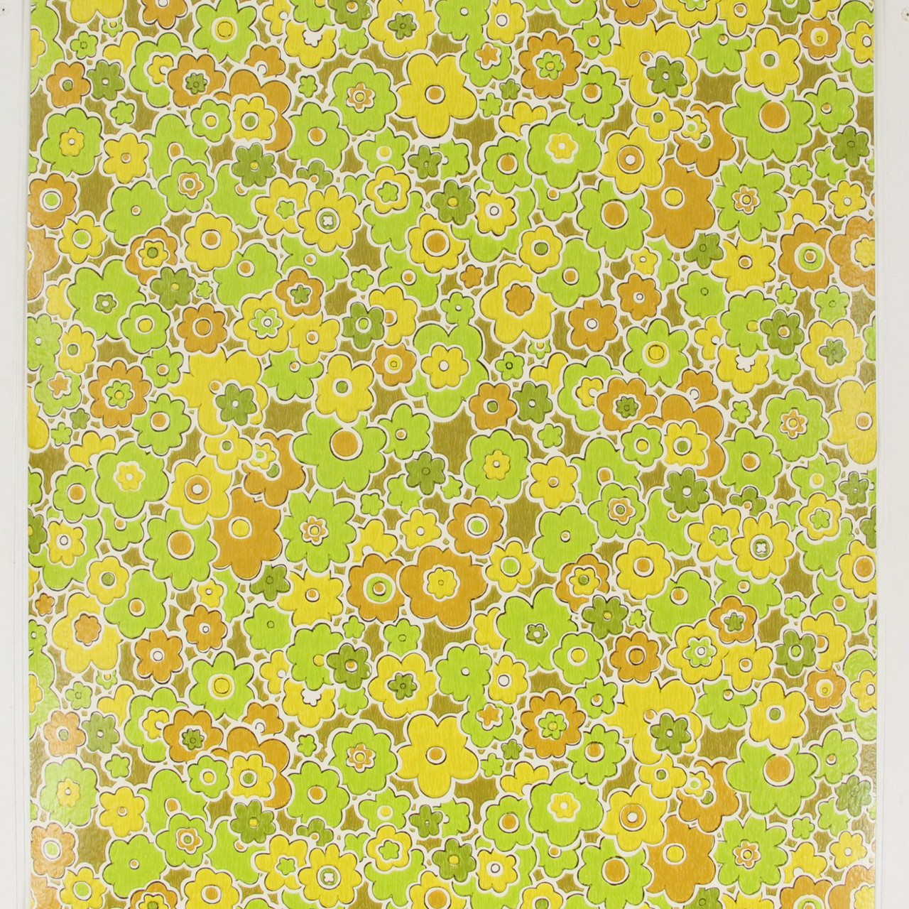 1970s Retro Vintage Wallpaper Brown Yellow Green Flowers Rosie's Vintage Wallpaper