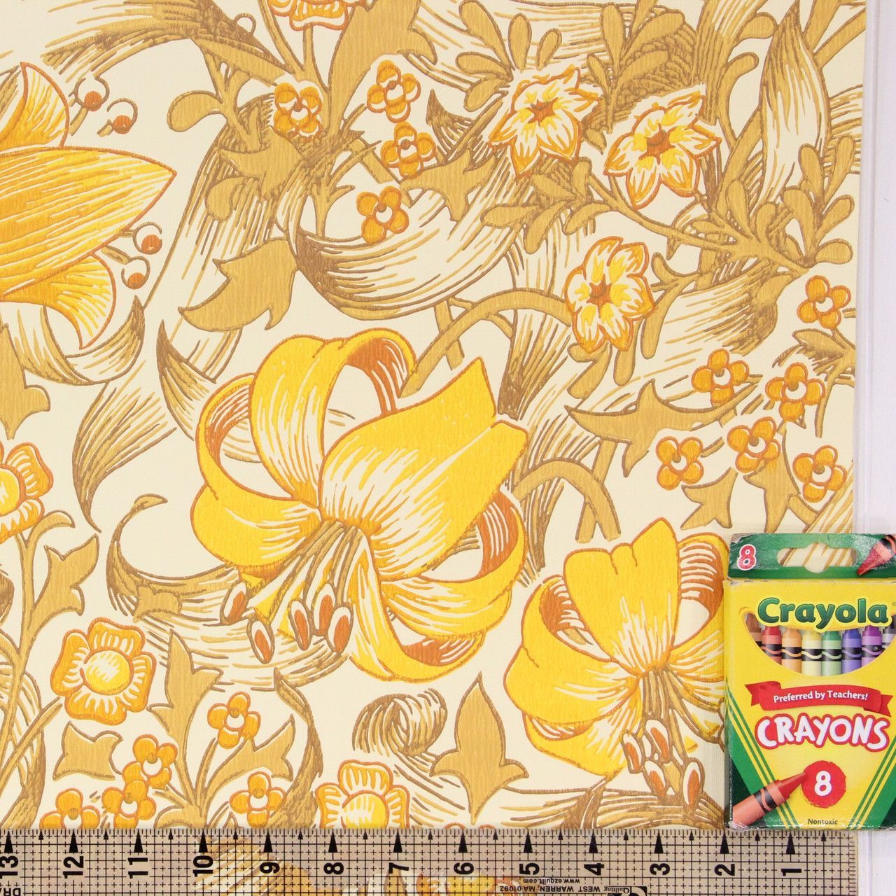 1970s Retro Vintage Wallpaper Yellow Orange Flowers - Rosie's Vintage ...